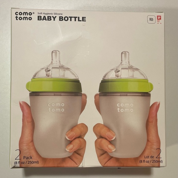 NIB Set of two 8oz Comotomo Bottles plus two gently used grip handles. - Picture 2 of 6